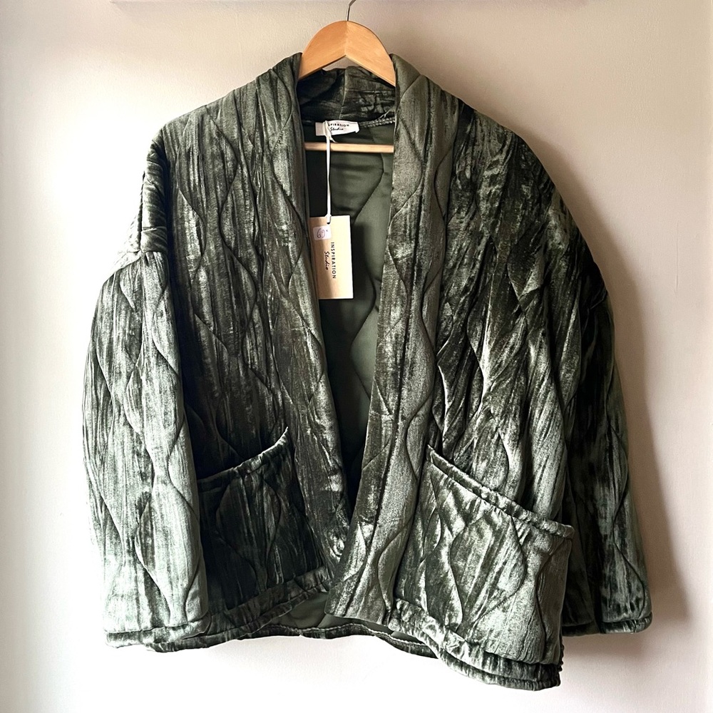 French Quilted Deep Green-Blue Jacket - NWT